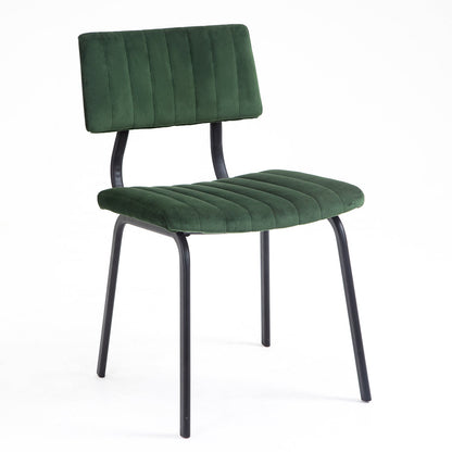Ensemble de 2 chaises de salle à manger cannelées Charlecote (velours vert foncé)
