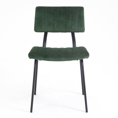 Ensemble de 2 chaises de salle à manger cannelées Charlecote (velours vert foncé)
