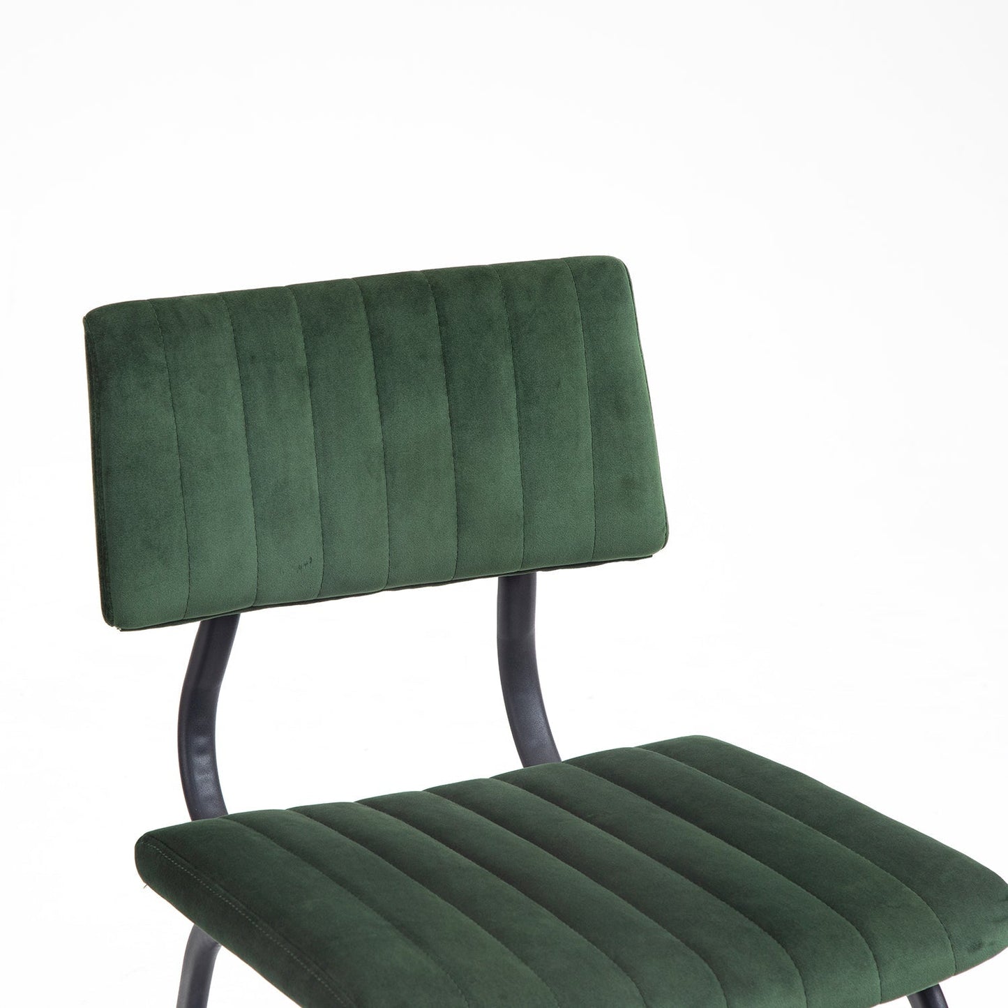 Ensemble de 2 chaises de salle à manger cannelées Charlecote (velours vert foncé)