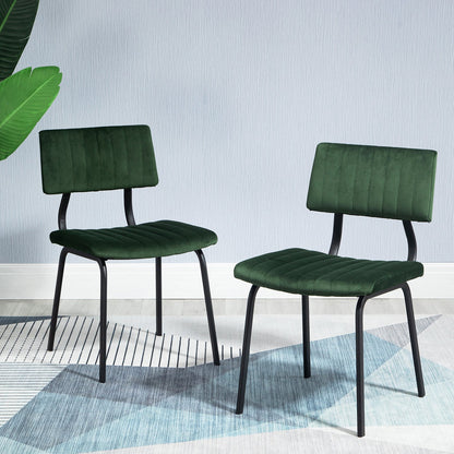 Ensemble de 2 chaises de salle à manger cannelées Charlecote (velours vert foncé)