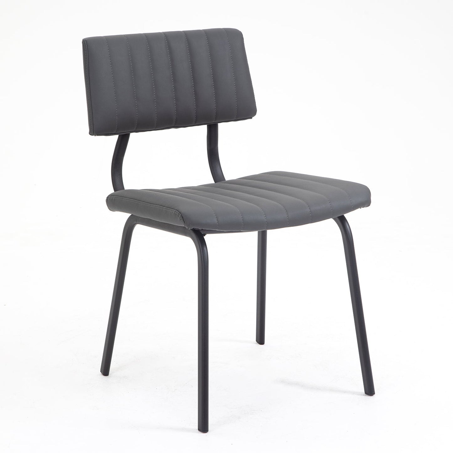 Ensemble de 2 chaises de salle à manger cannelées Charlecote (PU gris foncé)