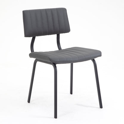 Ensemble de 2 chaises de salle à manger cannelées Charlecote (PU gris foncé)