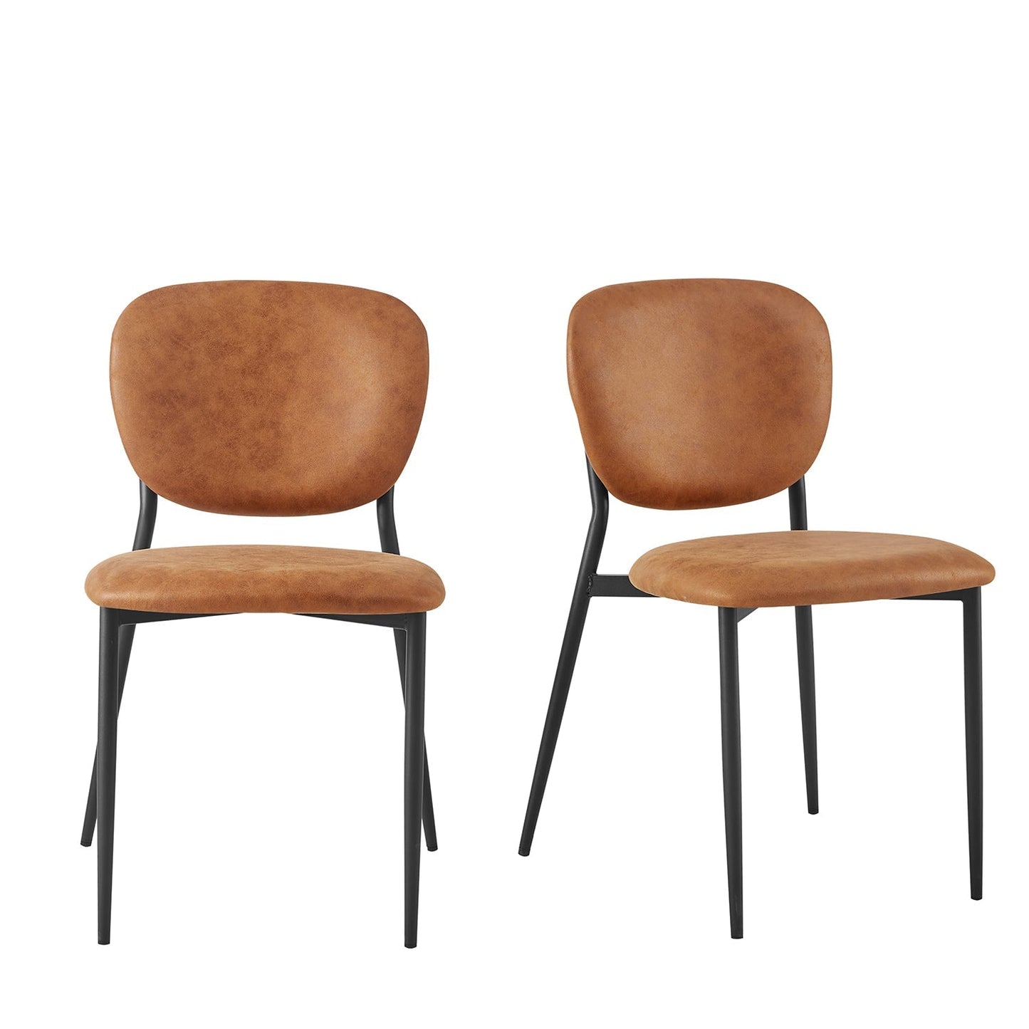 Lot de 2 chaises de salle à manger rembourrées en cuir vegan couleur cognac Kelmarsh