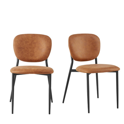 Lot de 2 chaises de salle à manger rembourrées en cuir vegan couleur cognac Kelmarsh