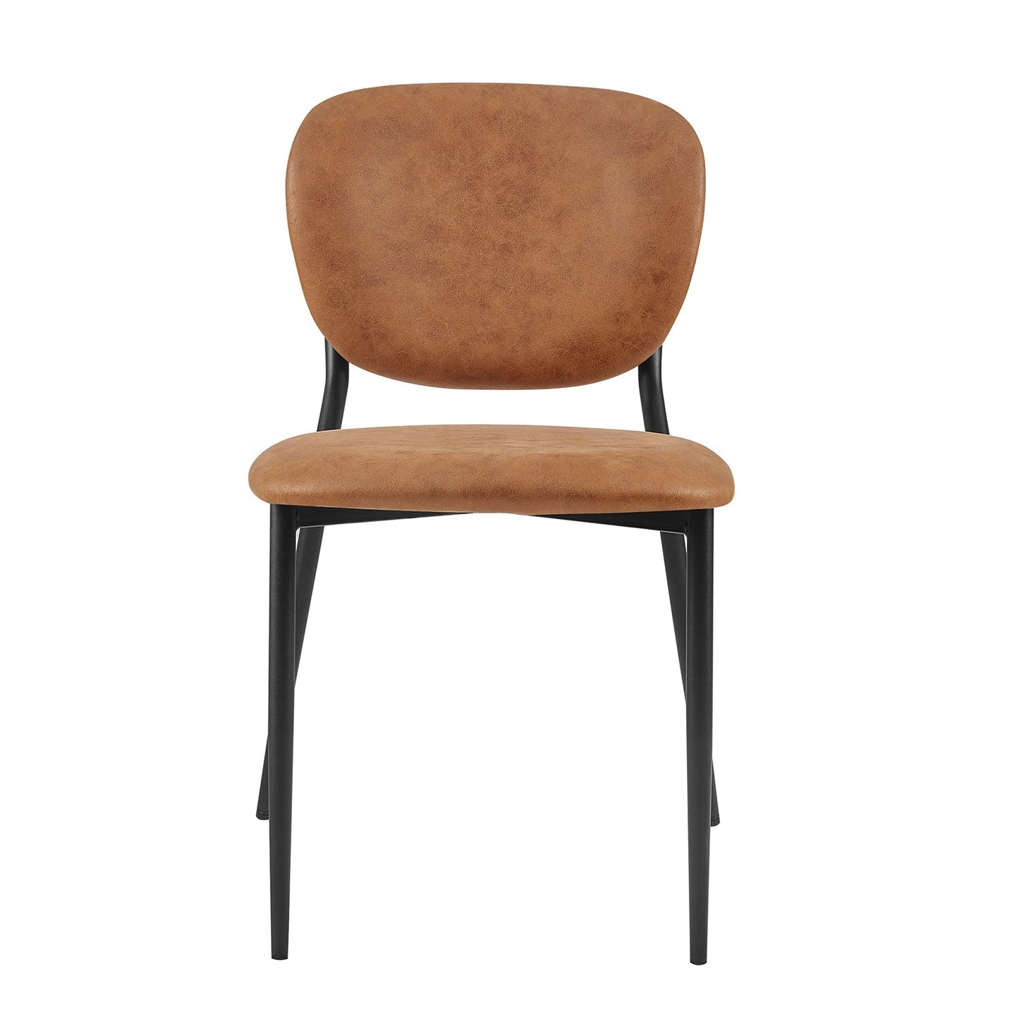 Lot de 2 chaises de salle à manger rembourrées en cuir vegan couleur cognac Kelmarsh