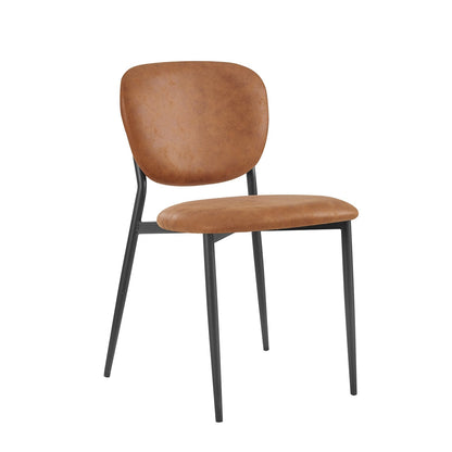 Lot de 2 chaises de salle à manger rembourrées en cuir vegan couleur cognac Kelmarsh