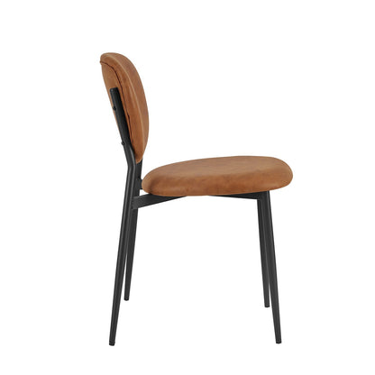 Lot de 2 chaises de salle à manger rembourrées en cuir vegan couleur cognac Kelmarsh
