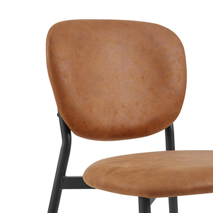 Lot de 2 chaises de salle à manger rembourrées en cuir vegan couleur cognac Kelmarsh