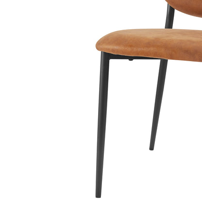 Lot de 2 chaises de salle à manger rembourrées en cuir vegan couleur cognac Kelmarsh
