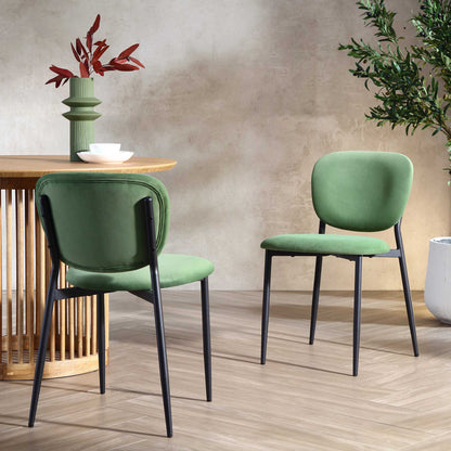 Ensemble de 2 chaises de salle à manger rembourrées en velours vert gazon Kelmarsh