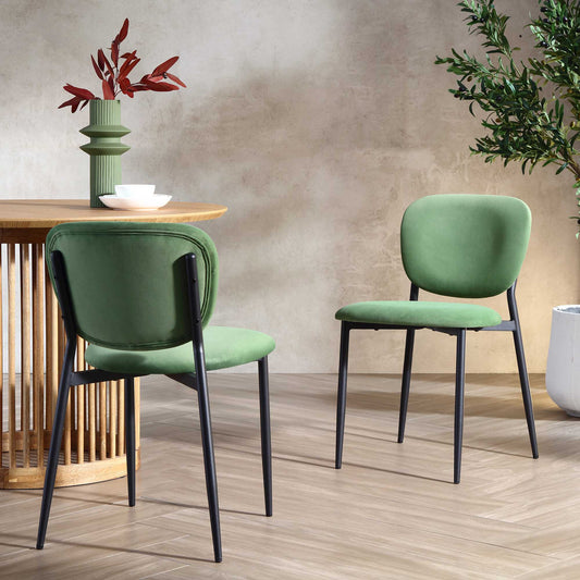 Ensemble de 2 chaises de salle à manger rembourrées en velours vert gazon Kelmarsh