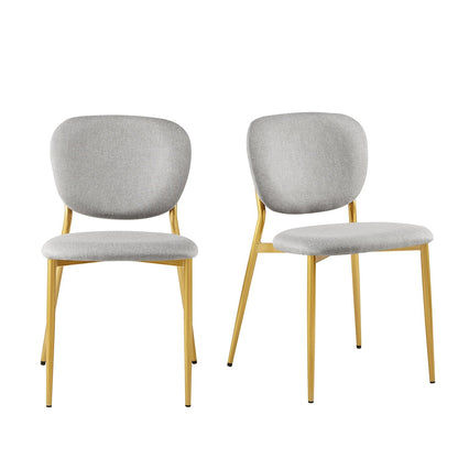 Ensemble de 2 chaises de salle à manger rembourrées en tissu gris clair Kelmarsh