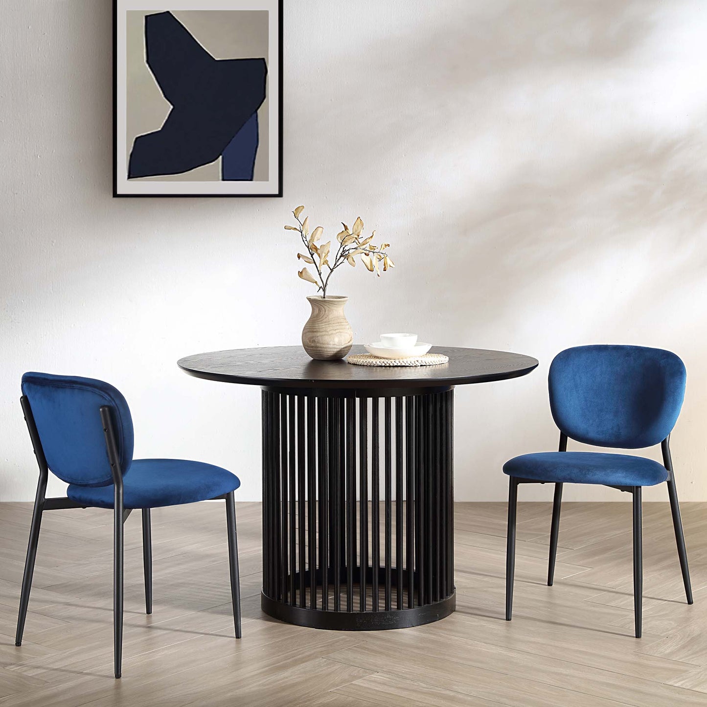 Ensemble de 2 chaises de salle à manger rembourrées en velours bleu marine Kelmarsh