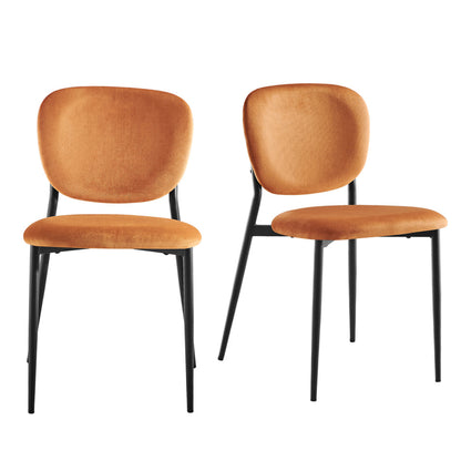 Ensemble de 2 chaises de salle à manger rembourrées en velours orange Kelmarsh