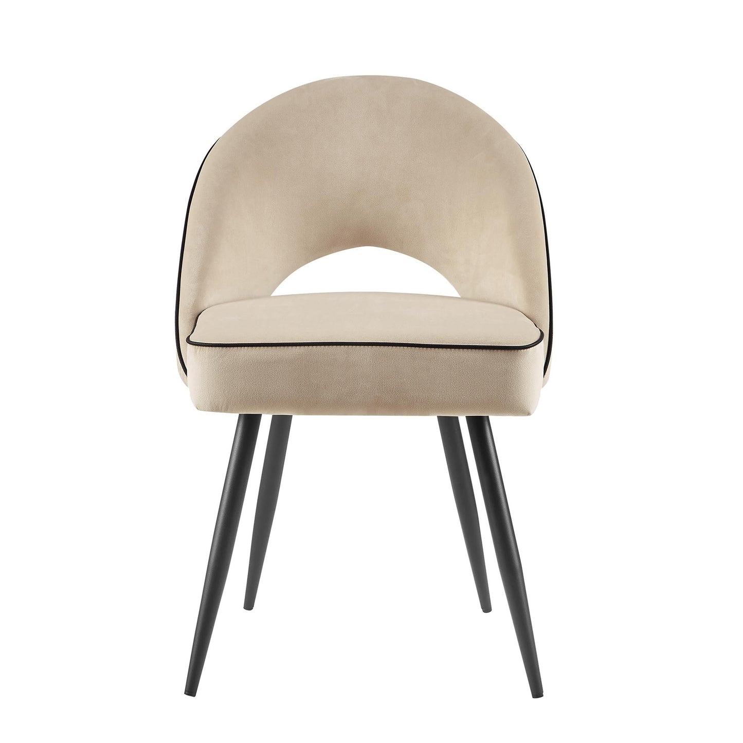 Ensemble de 2 chaises de salle à manger Oakley en velours champagne avec passepoil contrasté