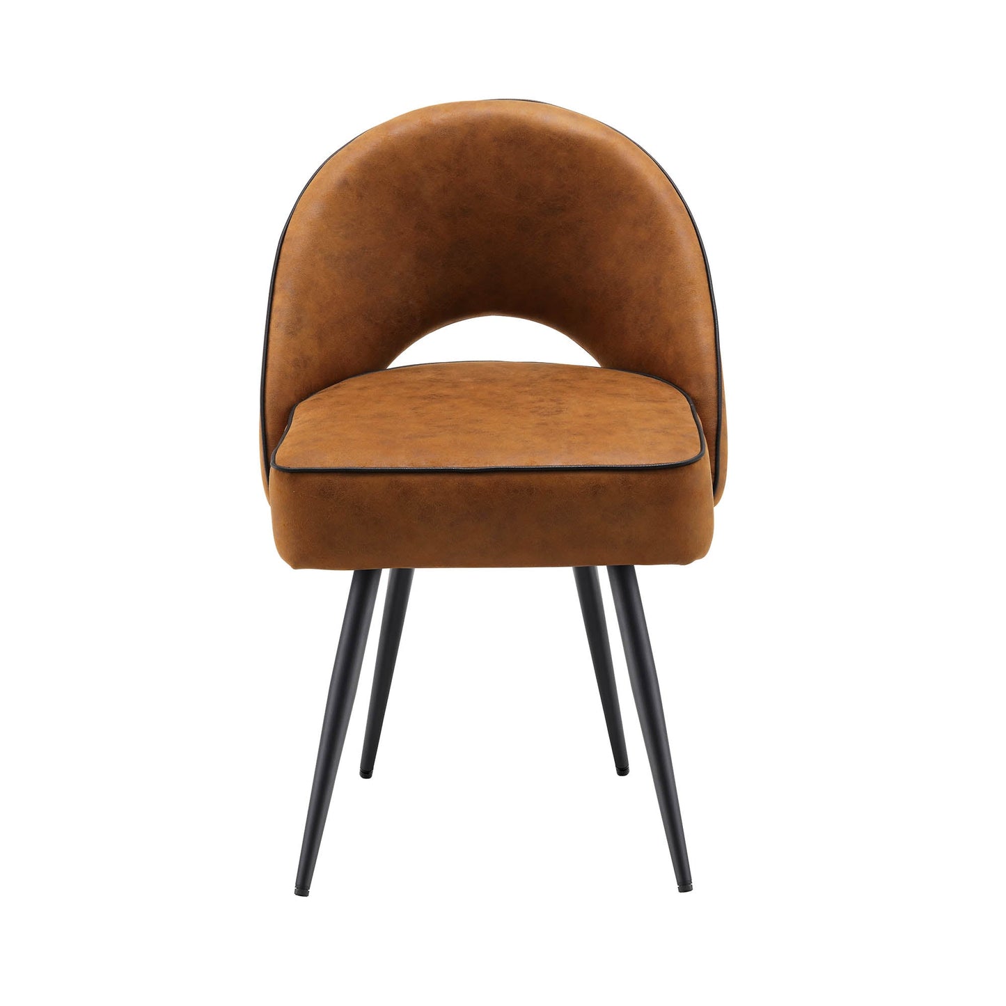 Ensemble de 2 chaises de salle à manger Oakley en cuir vegan cognac avec passepoil