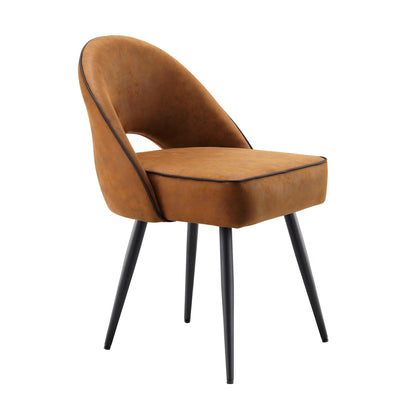 Ensemble de 2 chaises de salle à manger Oakley en cuir vegan cognac avec passepoil