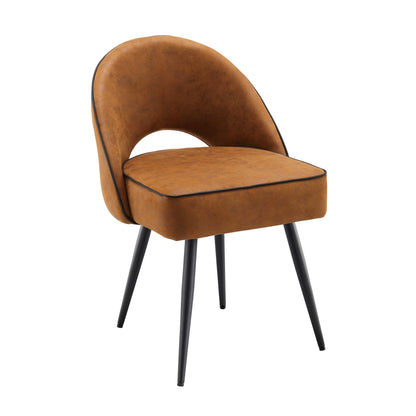 Ensemble de 2 chaises de salle à manger Oakley en cuir vegan cognac avec passepoil