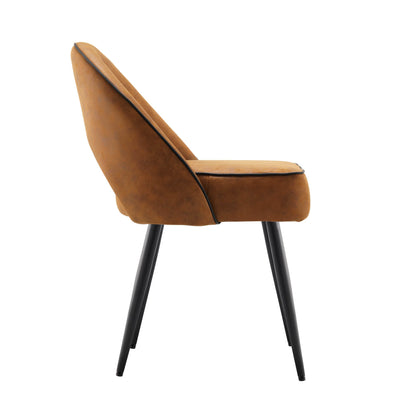 Ensemble de 2 chaises de salle à manger Oakley en cuir vegan cognac avec passepoil