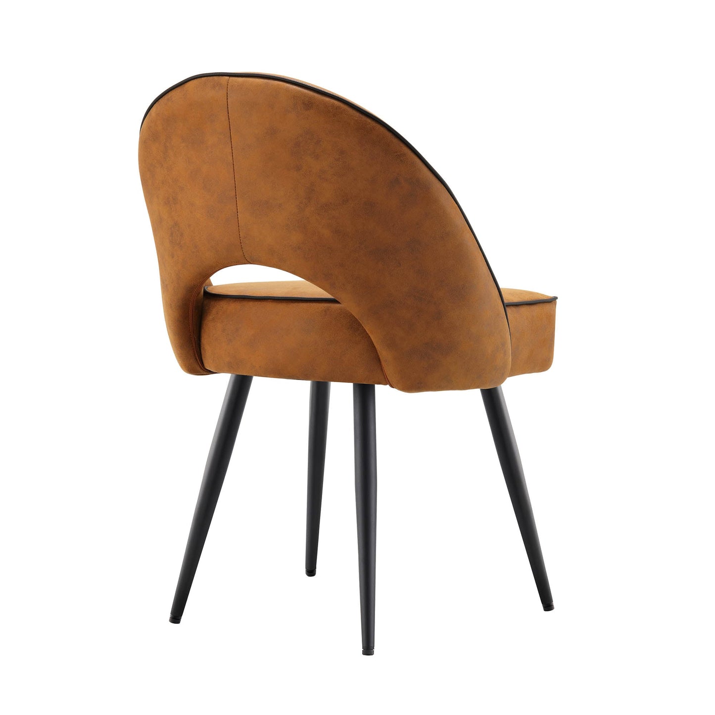 Ensemble de 2 chaises de salle à manger Oakley en cuir vegan cognac avec passepoil