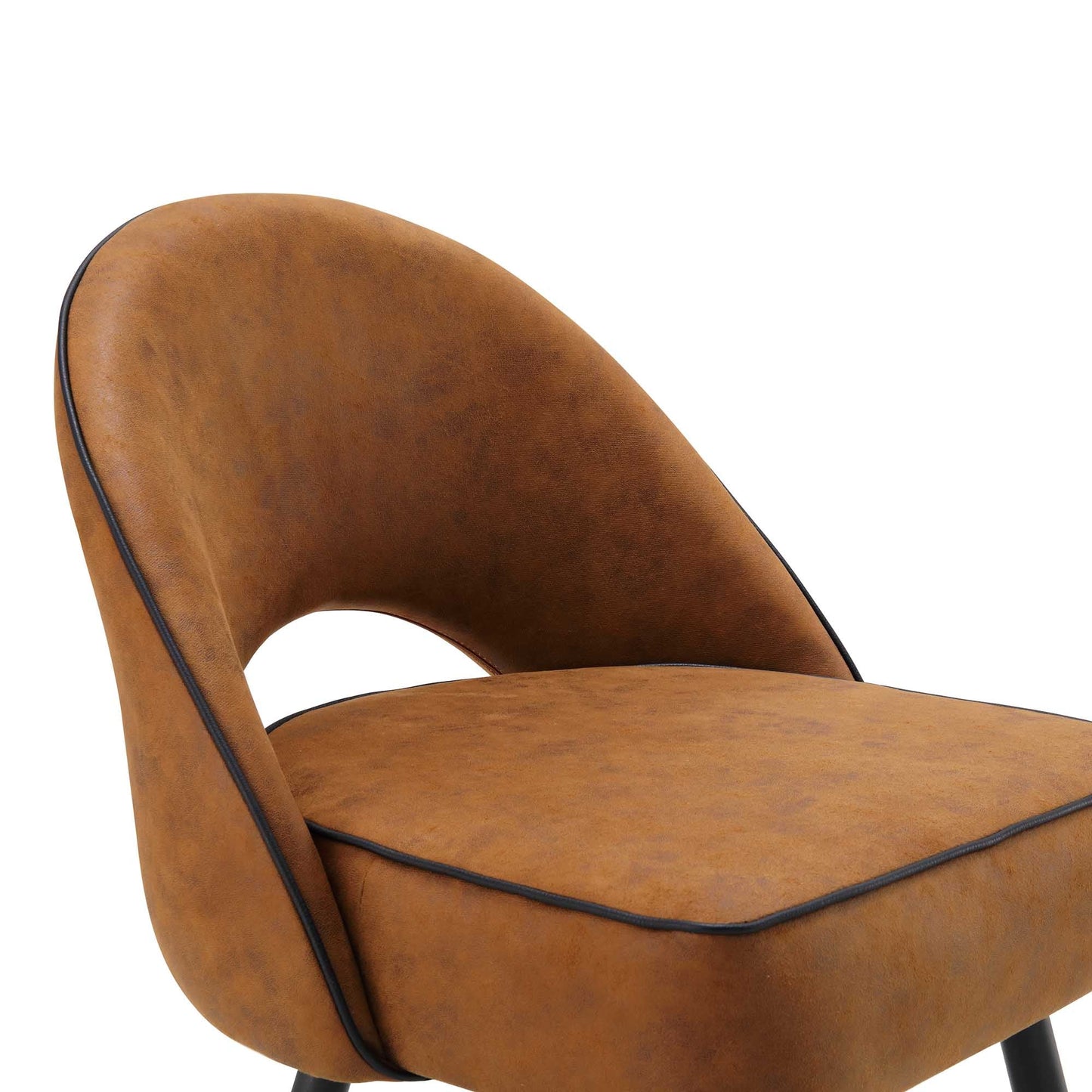 Ensemble de 2 chaises de salle à manger Oakley en cuir vegan cognac avec passepoil