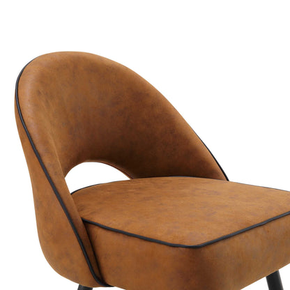 Ensemble de 2 chaises de salle à manger Oakley en cuir vegan cognac avec passepoil