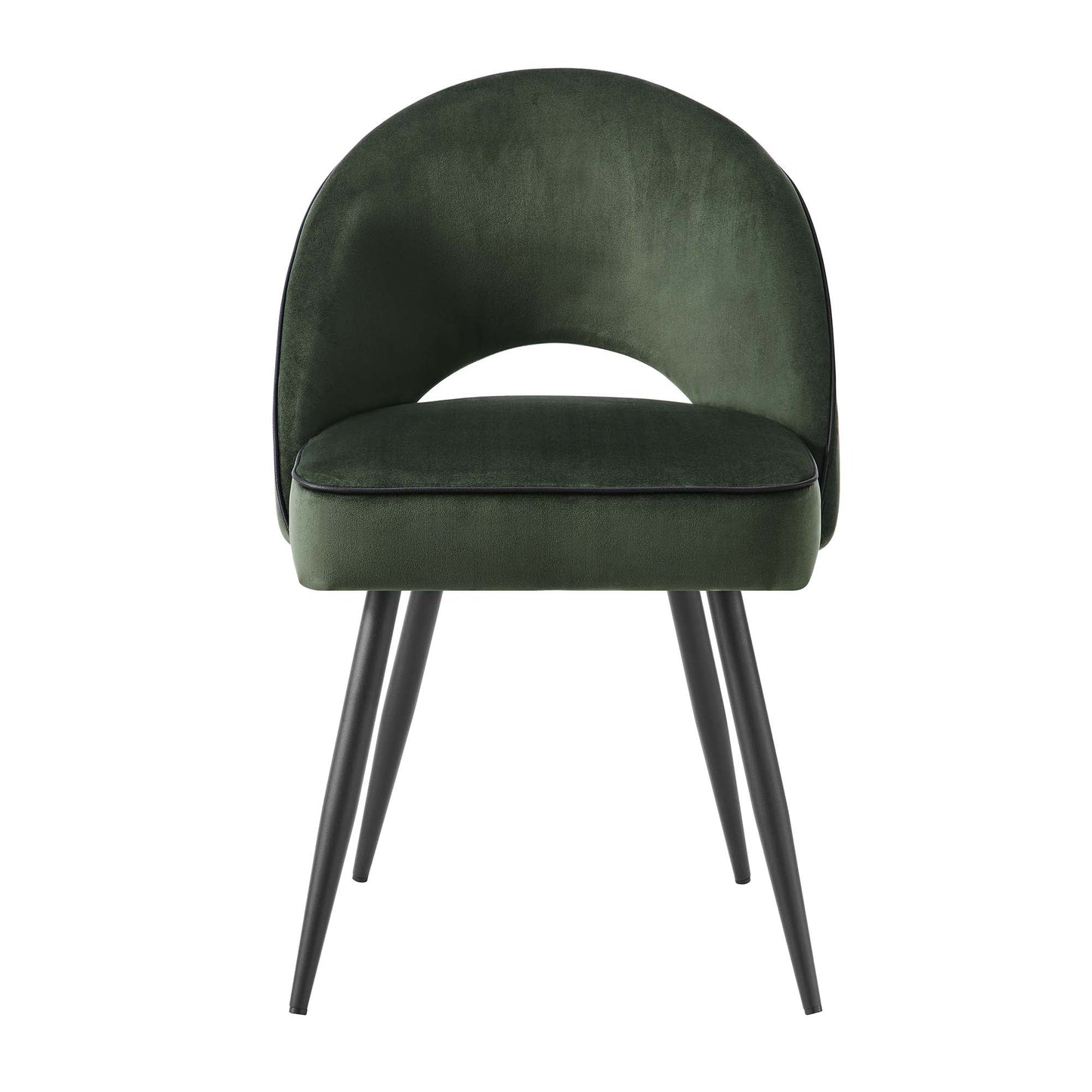 Ensemble de 2 chaises de salle à manger Oakley en velours vert foncé avec passepoil contrasté