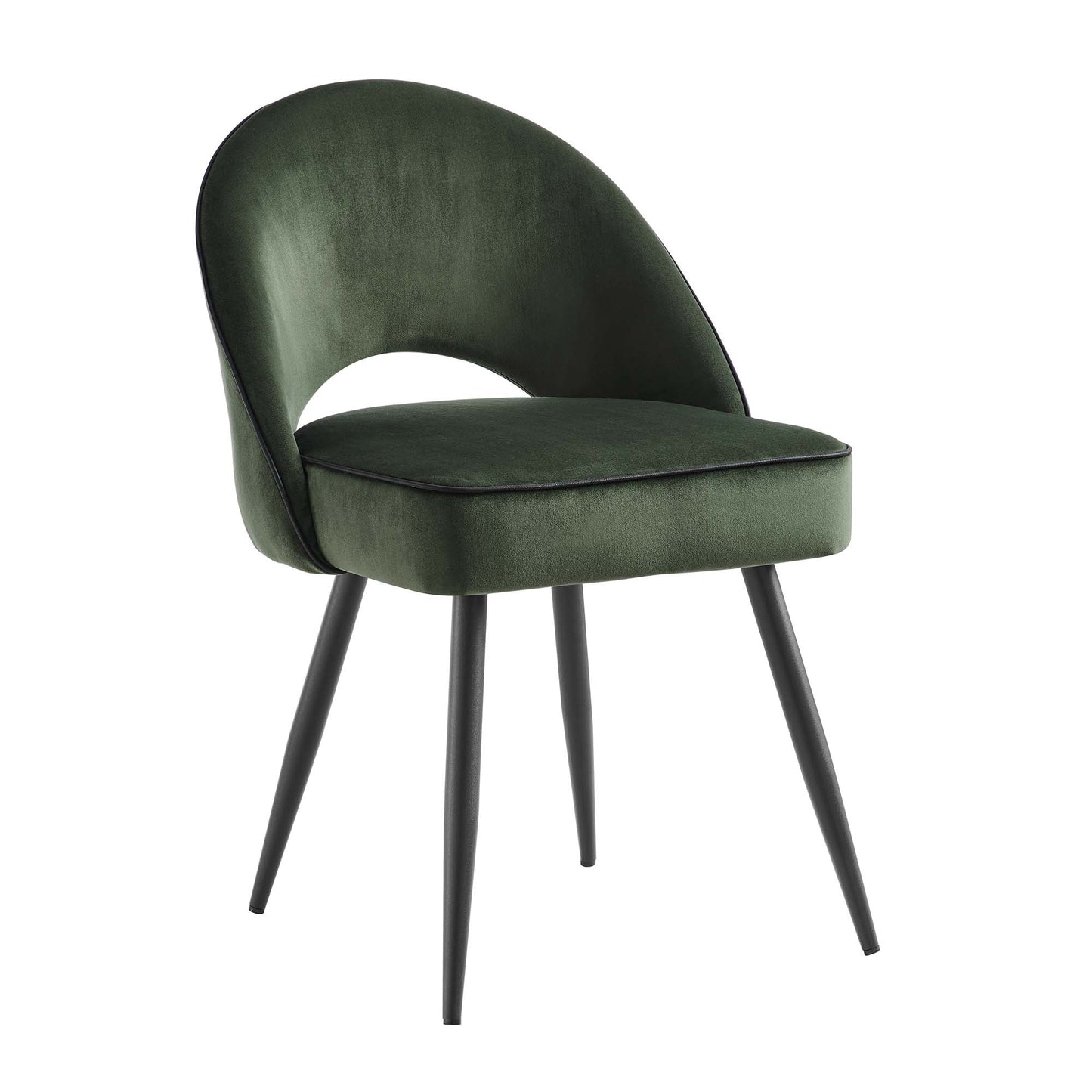 Ensemble de 2 chaises de salle à manger Oakley en velours vert foncé avec passepoil contrasté