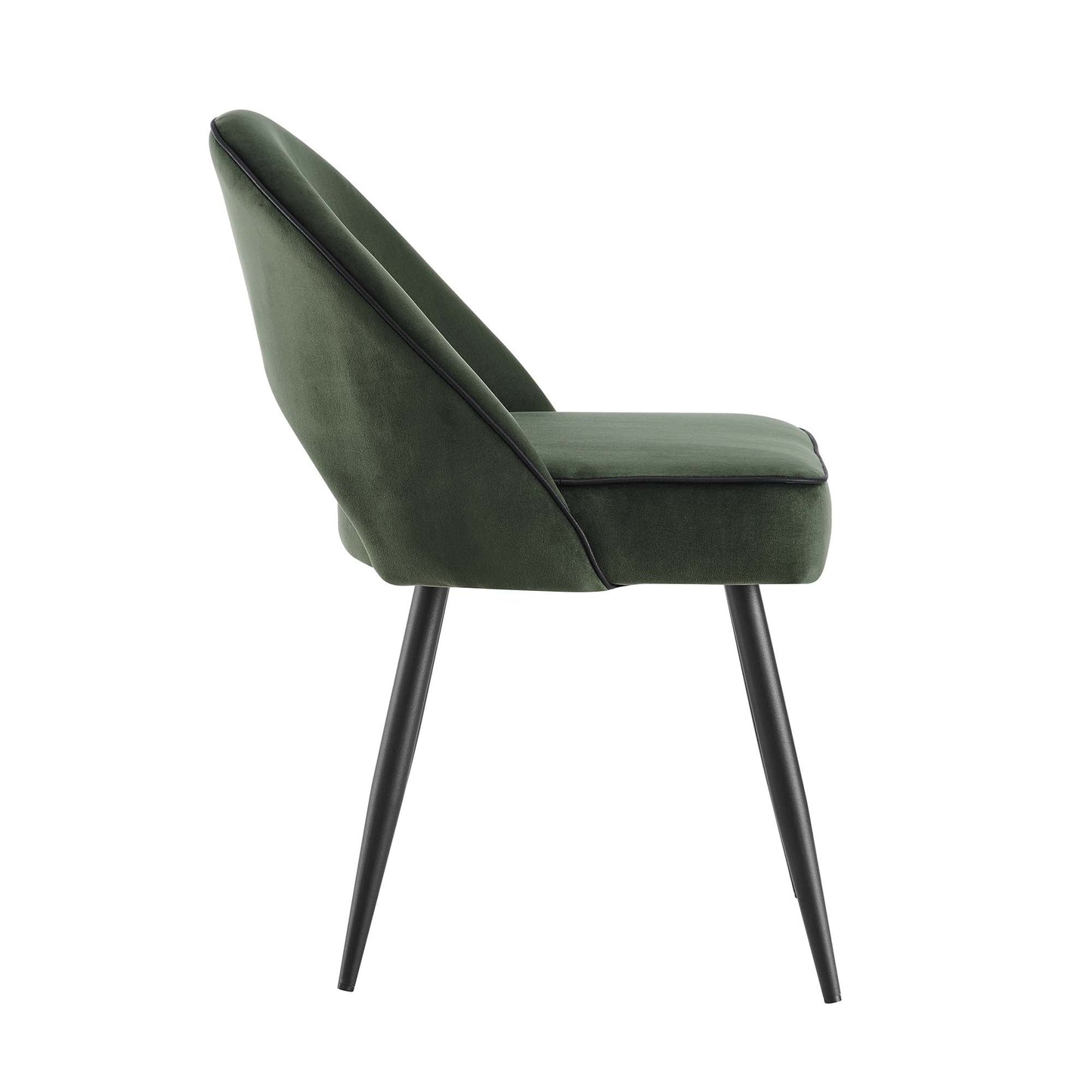 Ensemble de 2 chaises de salle à manger Oakley en velours vert foncé avec passepoil contrasté
