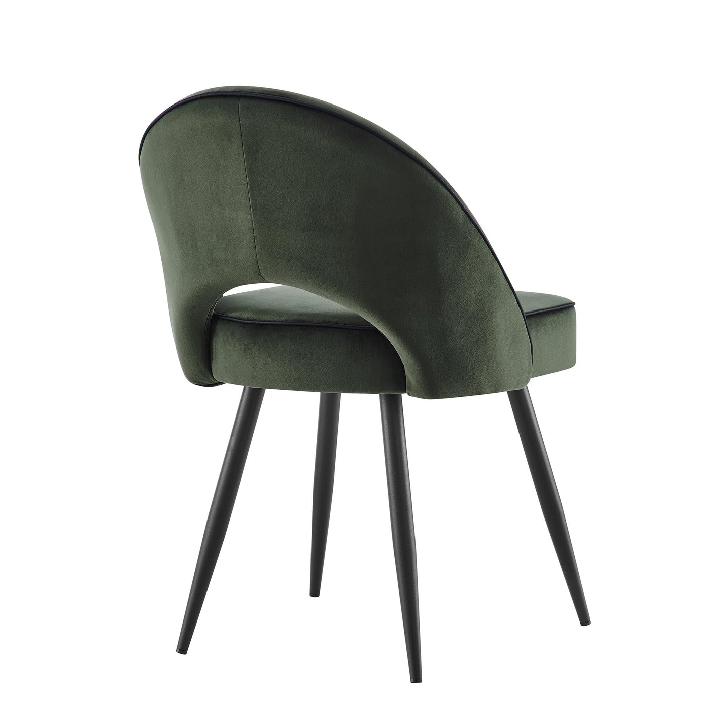 Ensemble de 2 chaises de salle à manger Oakley en velours vert foncé avec passepoil contrasté