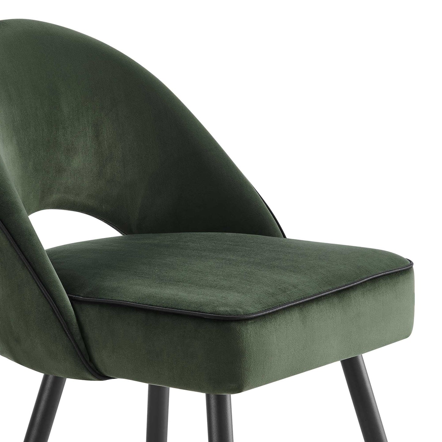 Ensemble de 2 chaises de salle à manger Oakley en velours vert foncé avec passepoil contrasté