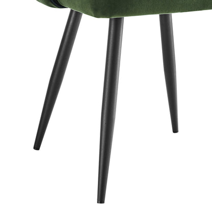 Ensemble de 2 chaises de salle à manger Oakley en velours vert foncé avec passepoil contrasté