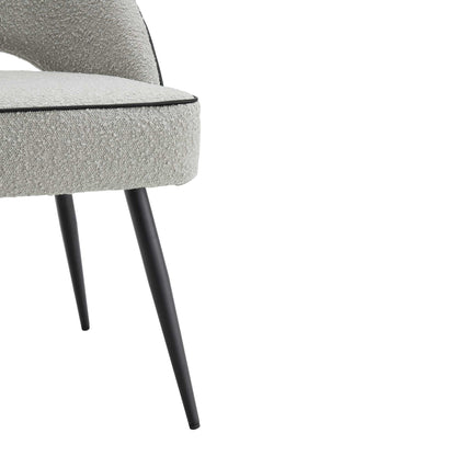 Ensemble de 2 chaises de salle à manger Oakley en tissu gris bouclé avec passepoil