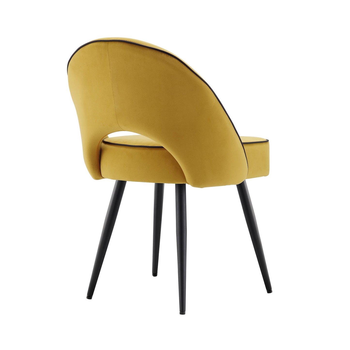 Ensemble de 2 chaises de salle à manger Oakley en velours jaune moutarde avec passepoil