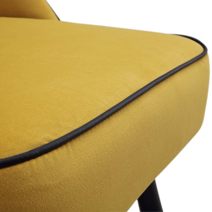 Ensemble de 2 chaises de salle à manger Oakley en velours jaune moutarde avec passepoil