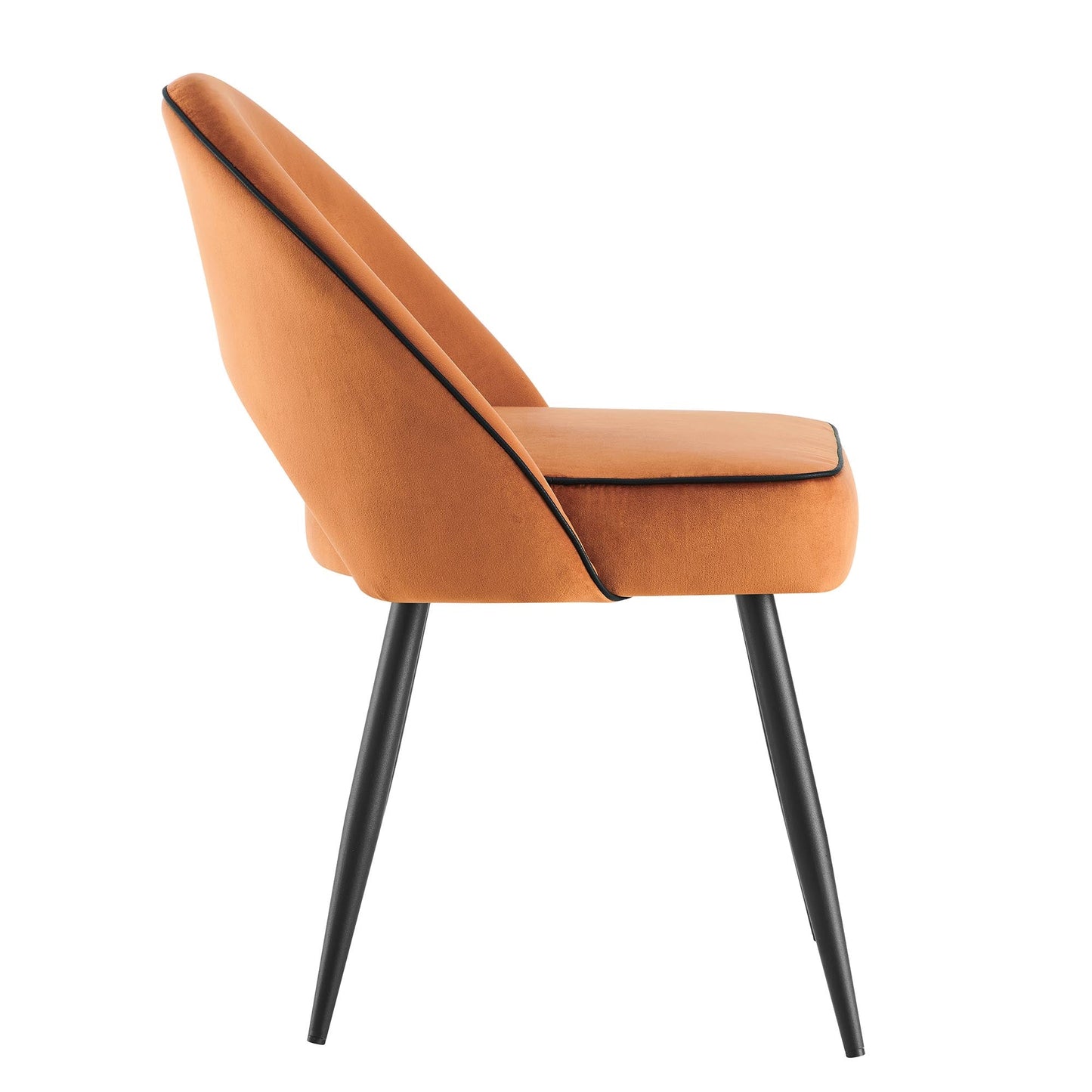Ensemble de 2 chaises de salle à manger Oakley en velours orange avec passepoil contrasté