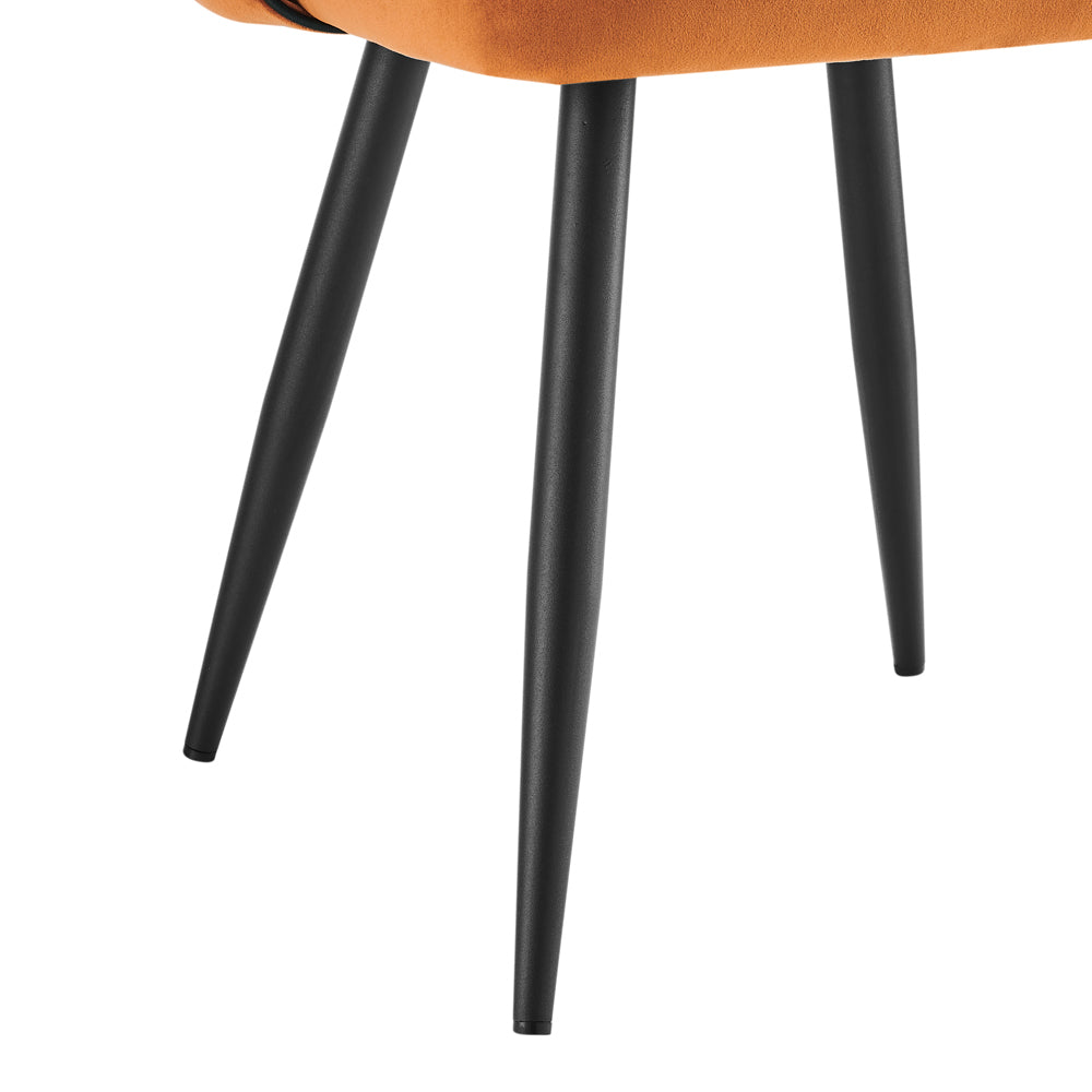 Ensemble de 2 chaises de salle à manger Oakley en velours orange avec passepoil contrasté