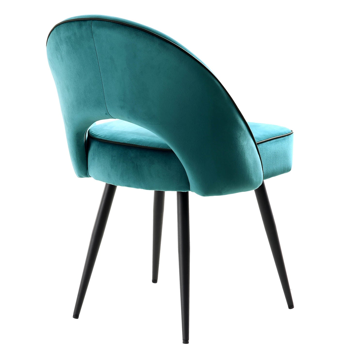 Ensemble de 2 chaises de salle à manger Oakley en velours bleu sarcelle avec passepoil contrasté