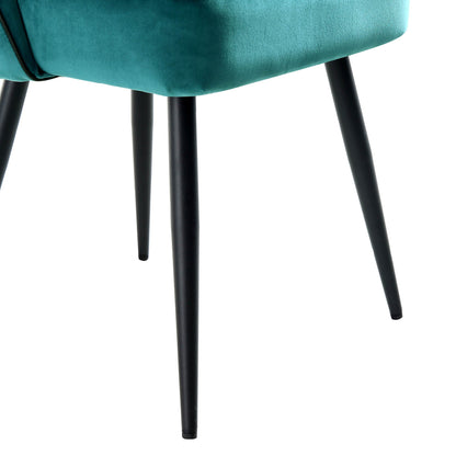 Ensemble de 2 chaises de salle à manger Oakley en velours bleu sarcelle avec passepoil contrasté