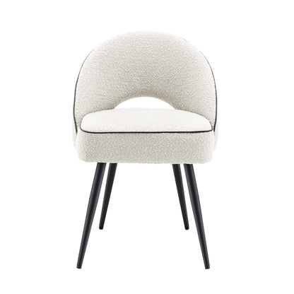 Ensemble de 2 chaises de salle à manger Oakley blanches rembourrées avec passepoil