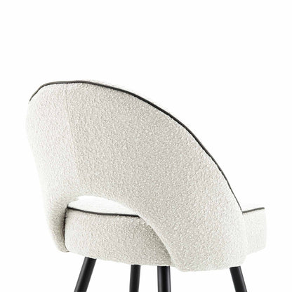 Ensemble de 2 chaises de salle à manger Oakley blanches rembourrées avec passepoil