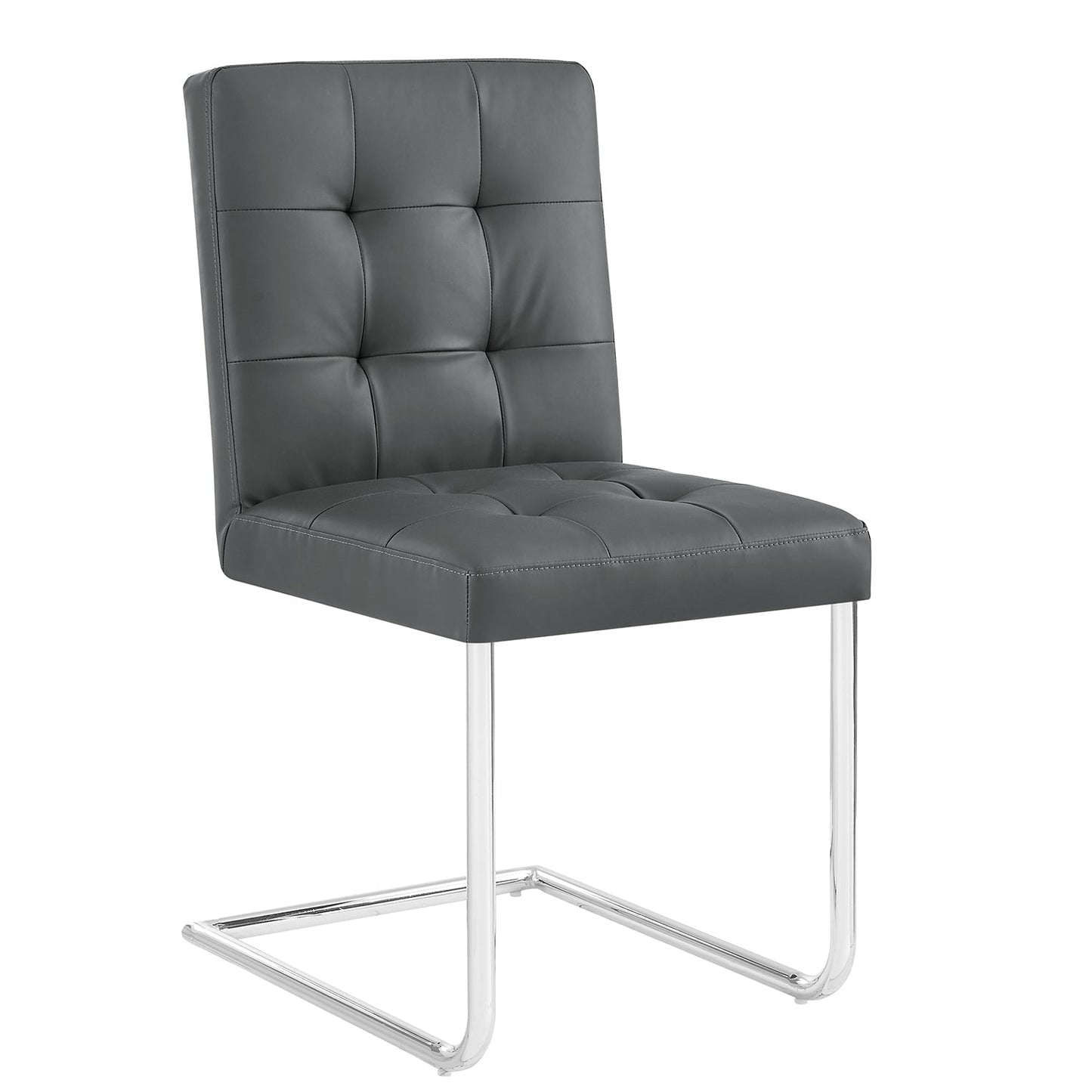 Lot de 2 chaises de salle à manger Keyston en similicuir gris foncé avec pieds chromés