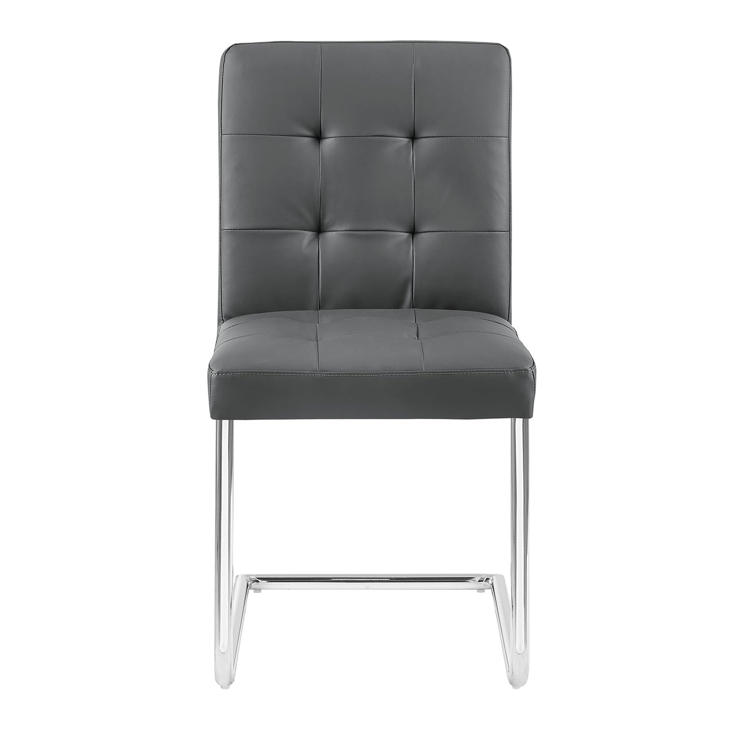 Lot de 2 chaises de salle à manger Keyston en similicuir gris foncé avec pieds chromés