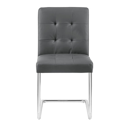 Lot de 2 chaises de salle à manger Keyston en similicuir gris foncé avec pieds chromés