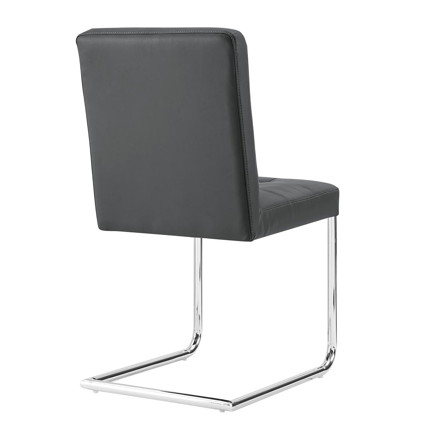 Lot de 2 chaises de salle à manger Keyston en similicuir gris foncé avec pieds chromés