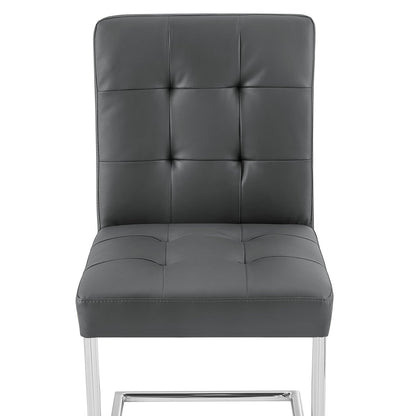 Lot de 2 chaises de salle à manger Keyston en similicuir gris foncé avec pieds chromés