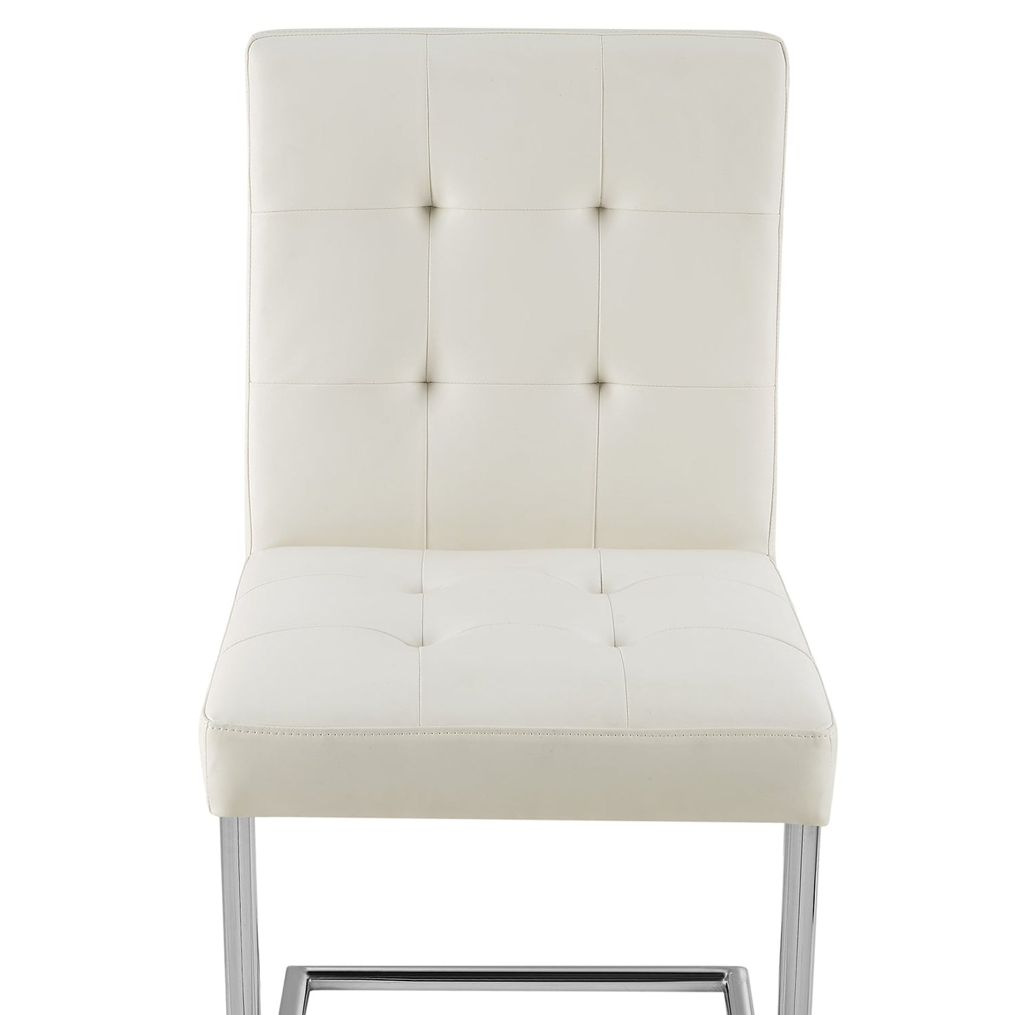 Lot de 2 chaises de salle à manger Keyston en similicuir blanc crème avec pieds chromés