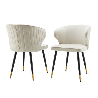 Ensemble de 2 chaises de salle à manger Carver rembourrées en velours champagne Langham