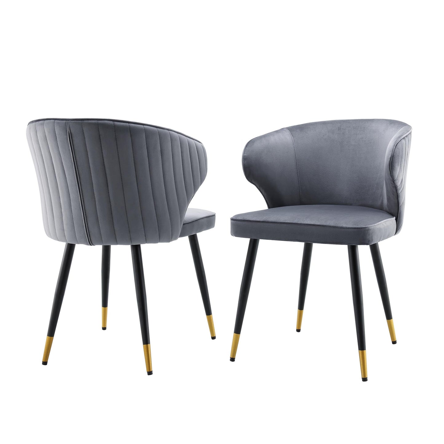 Ensemble de 2 chaises de salle à manger Carver rembourrées en velours gris Langham