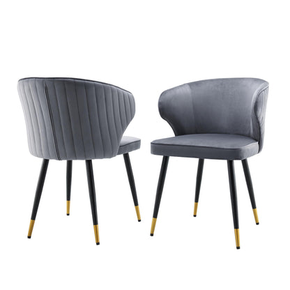 Ensemble de 2 chaises de salle à manger Carver rembourrées en velours gris Langham